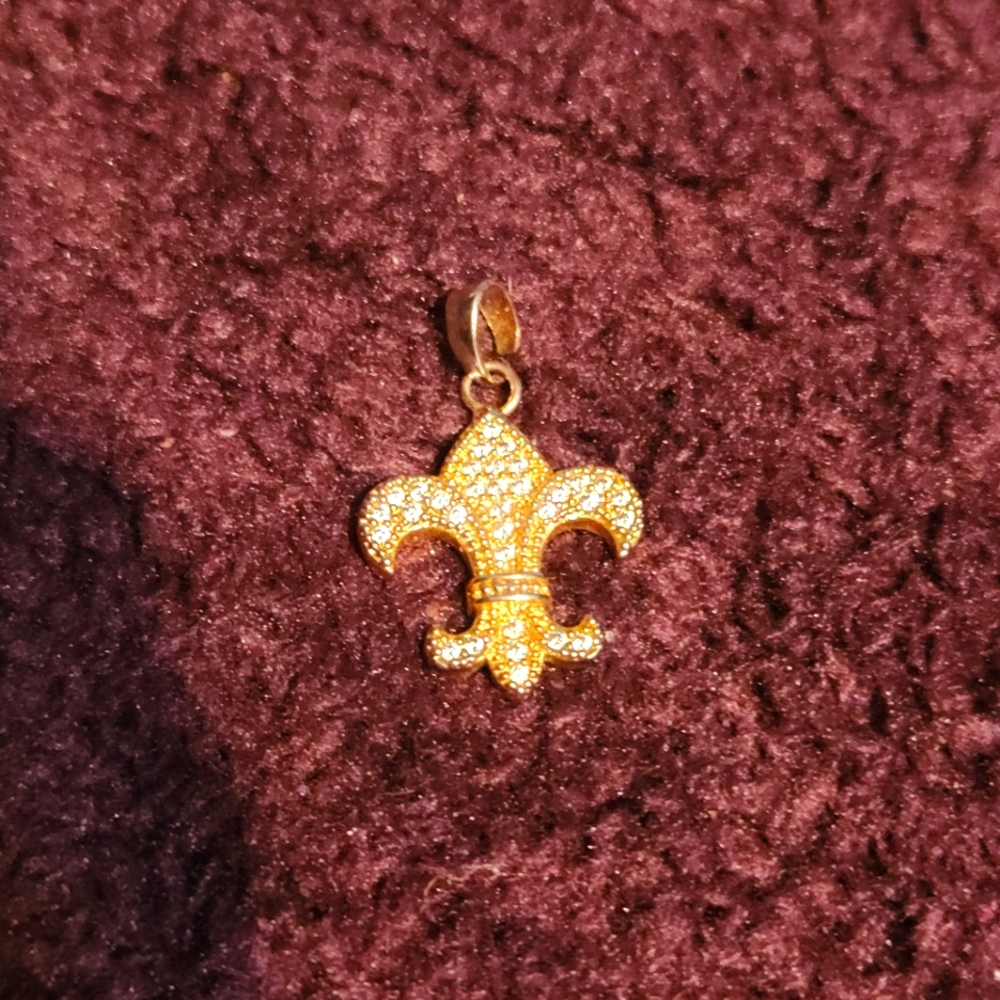Rose gold white stone saints pendant